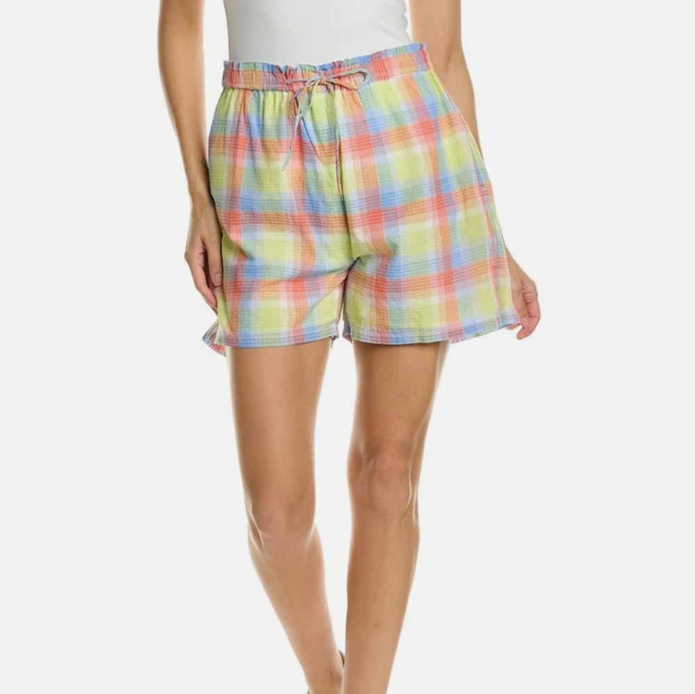 Johnny Was NWT S Delacey Plaid Paperbag Waist Shorts, Style # W81222